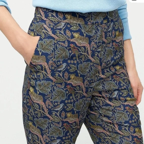 J. Crew 100% Silk Full-length Easy Pant Botanical Cheetah Print Women's 4 $198 - Picture 2 of 8